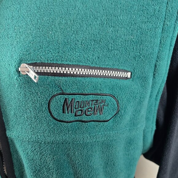 Mountain Dew Mens L/XL Green Black Convertible Vest Fleece Jacket Zip Off Sleeve - Picture 3 of 11